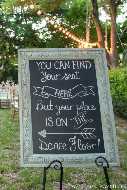 vintage framed chalkboard dancefloor wedding