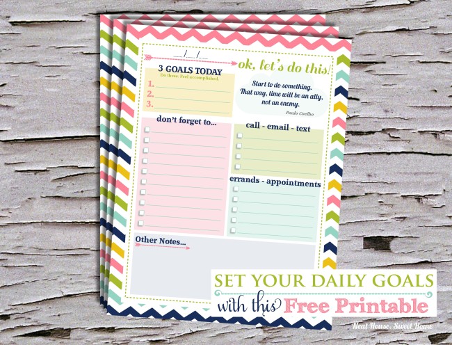 Setting Daily Goals • Free Printable to Organize Your Day