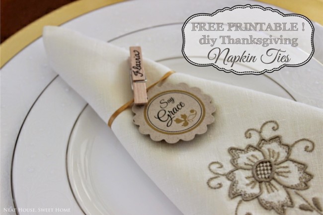 Make an easy and beautiful Thanksgiving tablescape with a window box. Free printable napkin ties!