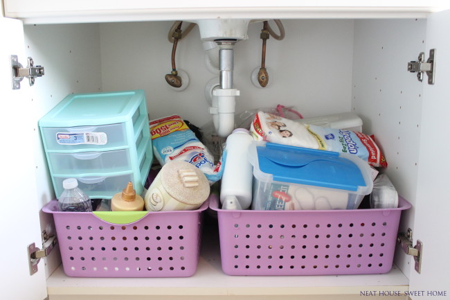 This bathroom cabinet organization was fast, easy and inexpensive.
