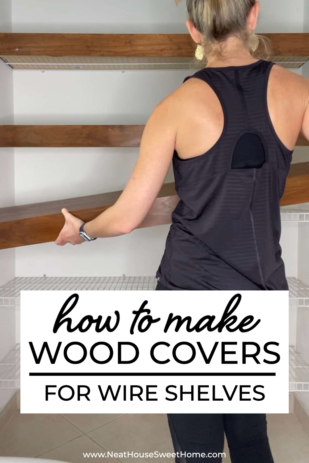 Do you hate those ugly wire shelves in your pantry or closet? Here is how to DIY wood covers to hide ugly wire shelving and give your closet a custom look!