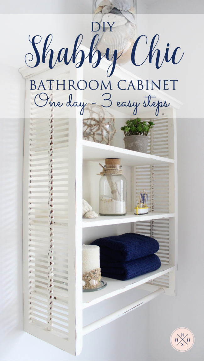 An old over the toilet bathroom cabinet gets a shabby chic makeover in 3 easy steps.