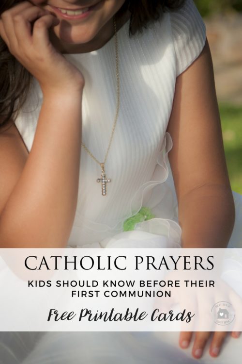 Download for free this beautiful set of prayers for First Communion preparation. Set includes 12 prayers every Catholic should know, such as Our Father, and Hail Mary, as well as the Act of Contrition which is prayed during the Sacrament of Reconciliation.