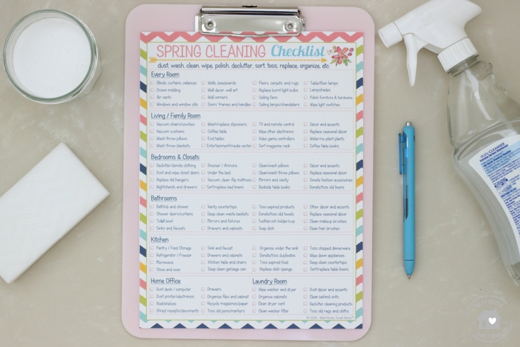 Refresh and renew your entire home in 7 days. This free printable spring cleaning checklist will help you get started.
