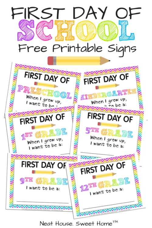 Download these beautiful first day of school signs for free. Print at home and frame for a picture-perfect first day of school!