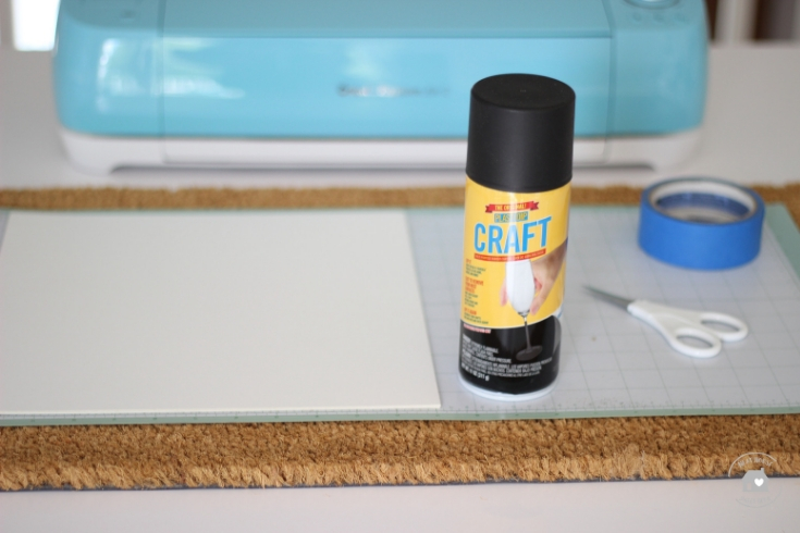 This DIY doormat is painted with Plasti Dip Craft. It's like spray paint, but way better and much faster than dabbing acrylic paint. No sealing required.