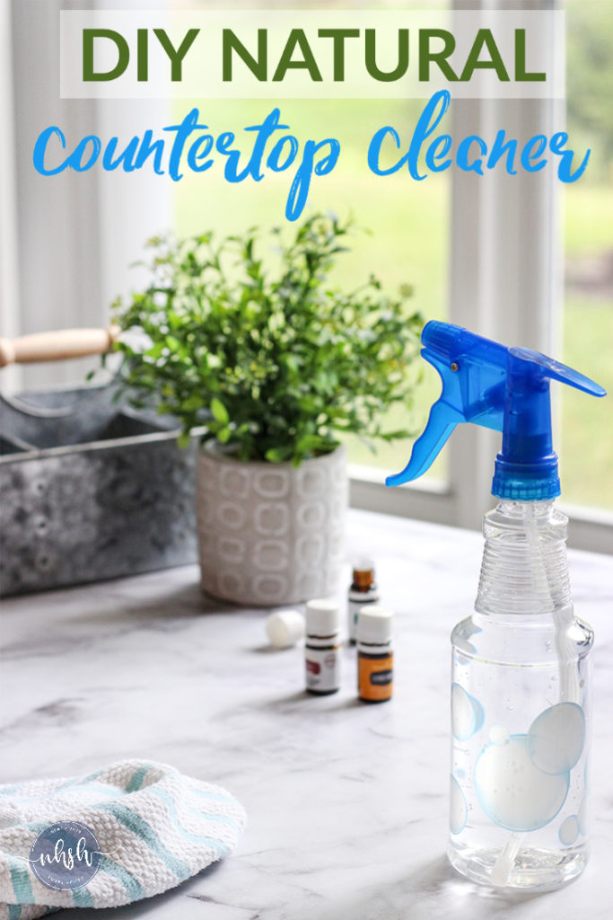 A homemade countertop cleaner made of 82% water! White vinegar is a natural bacteria killer, essential oils provide fragrance & freshness. #homemadecleaner #essentialoils #diycleaner #vinegarcleaner #surfacecleaner #cleaningtips #homecleaners #neathouse