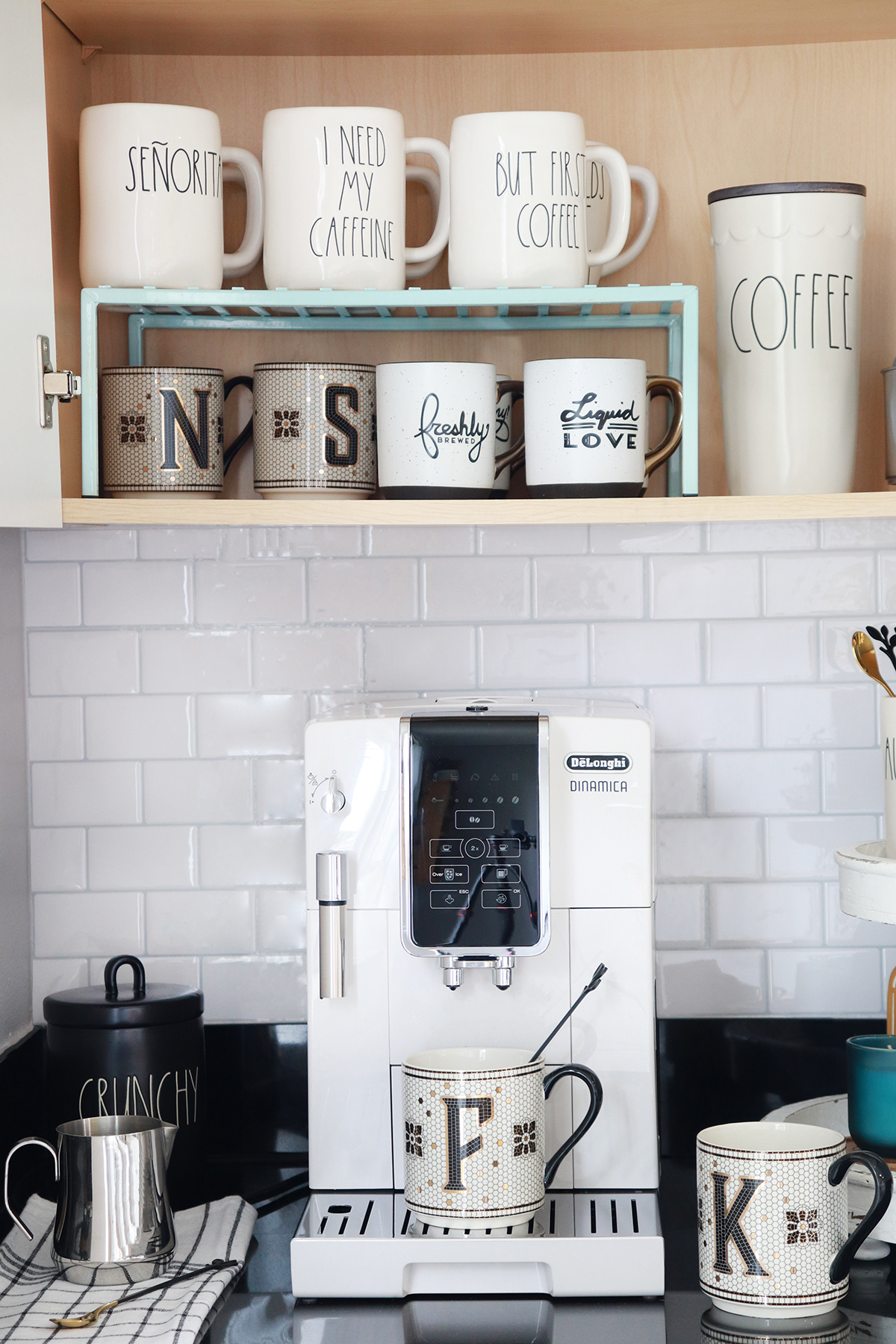 organized coffee cabinet