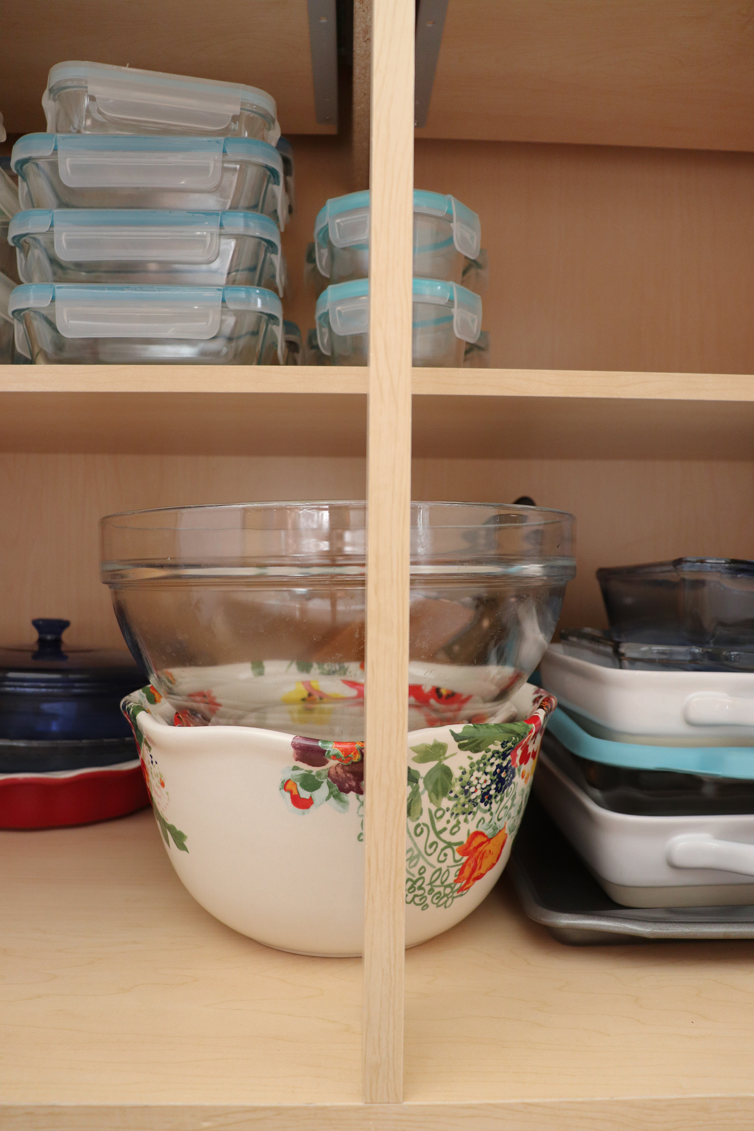 kitchen cabinet organization - least used bowls